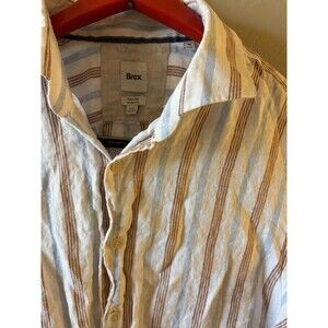 Brax Striped Linen Men’s Shirt Summer Lightweight Sz Medium